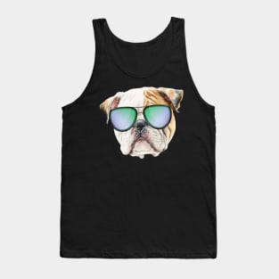 Cute english bulldog with sunglasses, Funny puppy Tank Top